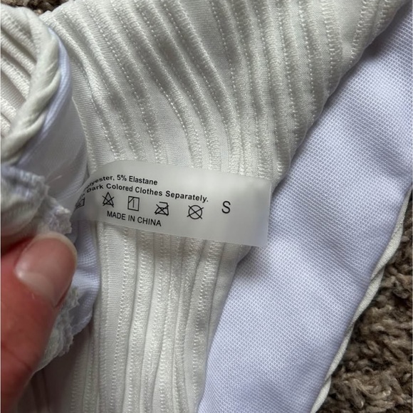 SHEIN White Ribbed Triangle Bikini Set - Picture 2 of 4